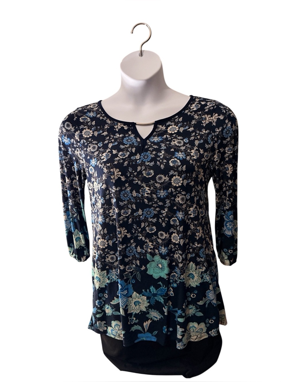 Navy Blue Floral Paisley Print Tunic